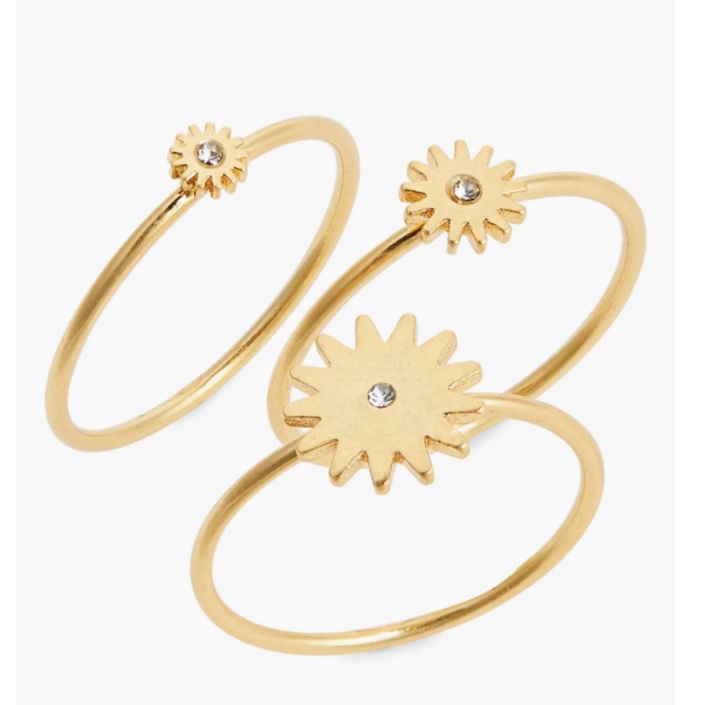 Madewell My Three Suns Stacking Rings Set Gold Size 8 NWT